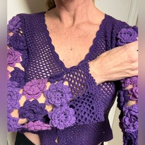 Amnesia Collection Y2K purple crochet cardigan Size Small